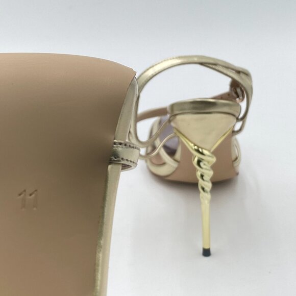 Gold Peep Toe Spiral High Heels Ankle Strap Sandals Cutout Summer Dress Shoe - Picture 5 of 6